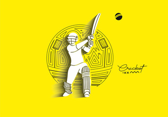 Cricket banner batsman championship background.