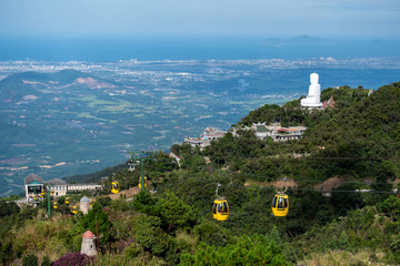 Big white Buddha Bana Hills and Partial view of the Golden Bridge and big hand.