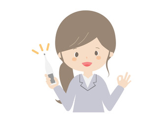 Business woman with thermometer.