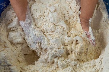 Making artisan bread.