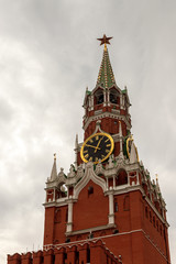 Spasskaya tower of the Moscow Kremlin from the red square. Moscow, Russia