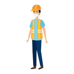 man worker using face mask isolated icon vector illustration design
