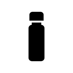 Medicine bottle silhouette, black color vitamin bottle illustration, simple vector icon design