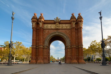 Fototapeta na wymiar A triumphal arch in the city of Barcelona - Arc de Triomf ( Arco de Triunfo ) It is located at the northern end of the promenade