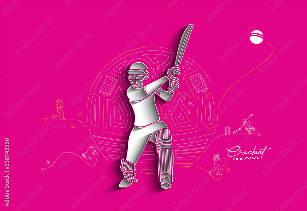 Wall mural Cricket banner batsman championship background.