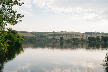 Pond. Ecological concept. Summertime