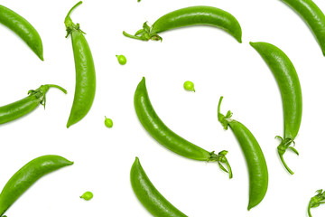 Green peas isolated on white background