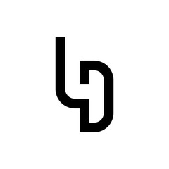 Black and white letter LD initial logo icon