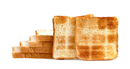 Toasted slice bread isolated on white background