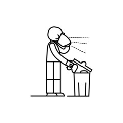 HYGIENE Covid19 social behavior sneeze handkerchiefs garbage basket COVID signal