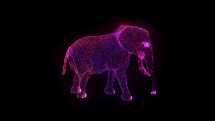 Elephant Hologram Wireframe. Nice 3D Render on a black background
