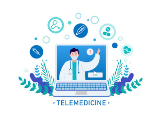 Telemedicine. Online doctor concept. Prevent coronavirus infection. Consultation online.