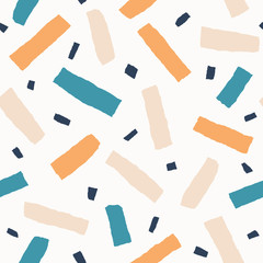 Multicolor confetti seamless pattern. Colorful abstract background. Hand drawn vector illustration.