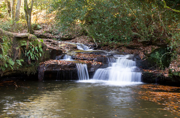 waterfall in autumn,  Hallas Beck near Cullingworth, West Yorkshire