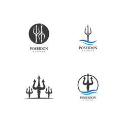Trident design vector and poseidon icon illustration template