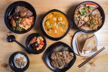 Assorted Chinese dishes.