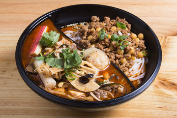 Asian chicken noodles soup