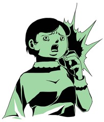 Scared woman in comic book style.