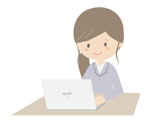 Business woman working with a laptop.