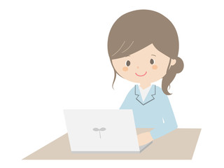 Business woman working with a laptop.