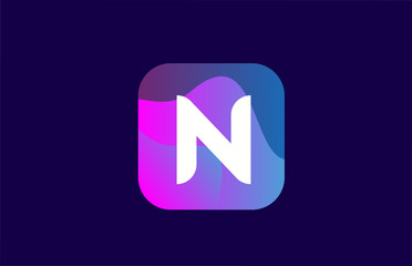 pink blue N alphabet letter logo design icon for company and business
