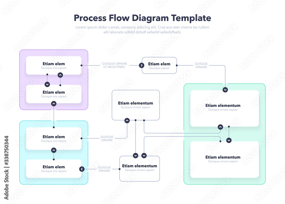 Poster Modern Process Flow Diagram layout template. Flat design, easy to use for your website or presentation.