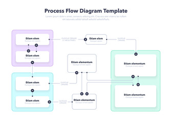 Modern Process Flow Diagram layout template. Flat design, easy to use for your website or presentation.