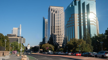 downtown of Sacramento, with buildings and roads