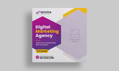 Social Media Banner with Square Flyer Template