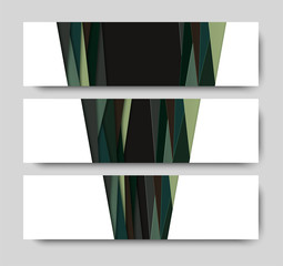 Set of abstract geometric background in paper cut style. Straight lines. Horizontal banners. Design for brochures, posters, flyers, advertising. Place for text. Vector.