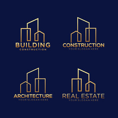 building logo design. construction logo design with line art style.