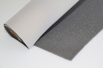 texture of grey textile fabric with two gray tone by face on white background