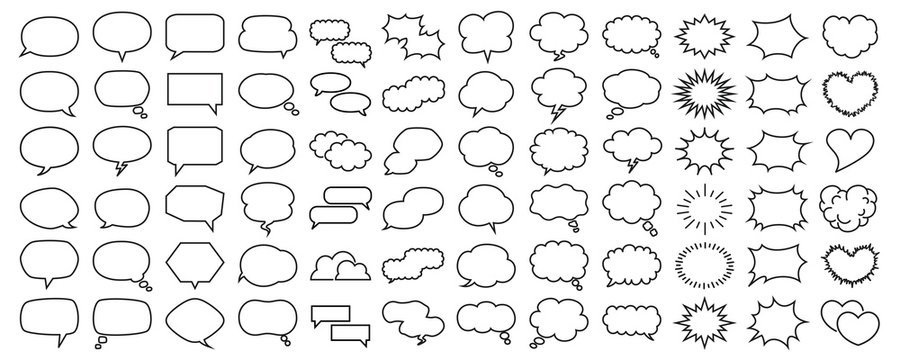 A wide variety of colorful speech bubbles set
