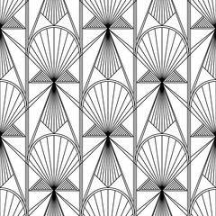 Fototapeta na wymiar Art Deco Pattern. Fanning seamless black and white background