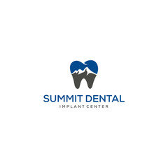 Creative Illustration Simple Mountain on dental sign Logo Design Vector