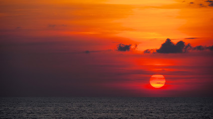 Red sunset over ocean