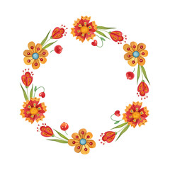 Hand-drawn watercolor floral frame template. Botanical illustration with space for text. Decor for invitations, greeting cards, posters, design elements.