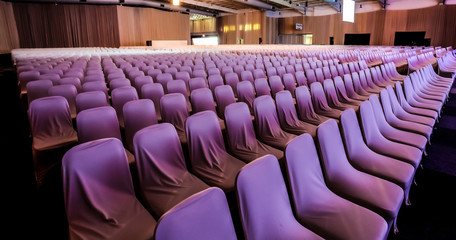 Fototapeta premium empty chairs in large Conference hall for Corporate Convention or Lecture