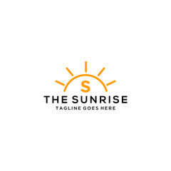 Fototapeta na wymiar Creative Modern morning Sun with S sign logo design template