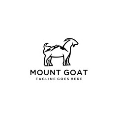 Creative illustration goat with mountain logo icon design vector