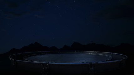 Platform Product showcase background, empty space night sky and stars