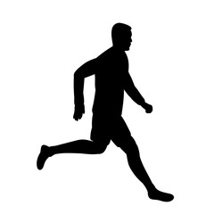 Fototapeta na wymiar black silhouette of a man running, sport