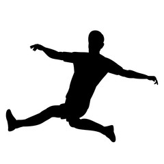 vector, on a white background, black silhouette man soccer player runs, sport