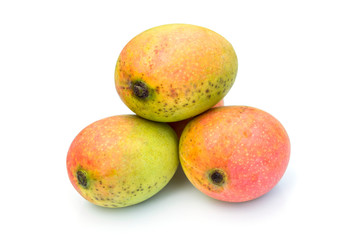 Sweet mango fruit isolated on white background.
