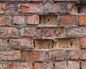 
Ruined red brick masonry