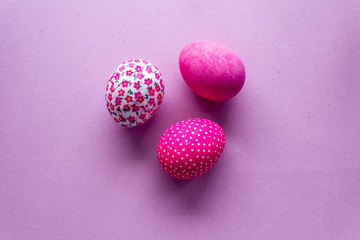 Happy Easter Day Around Pink Flowers With Pink Eggs On a Pink Background