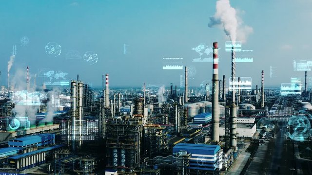 Modern plant and communication network concept. IoT (Internet of Things). INDUSTRY 4.0