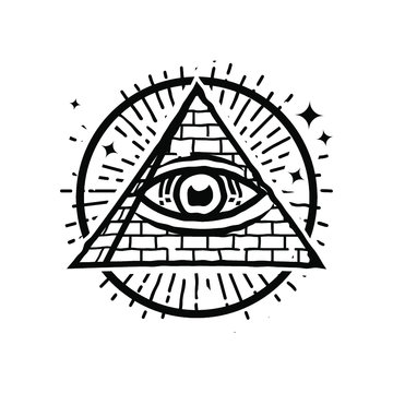 illuminati, eye, pyramid logo design inspiration