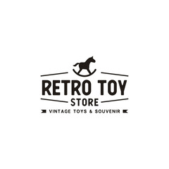 Classic Vintage Rocking Horse Toy for Kid Child Retro Toys Label Badge logo design