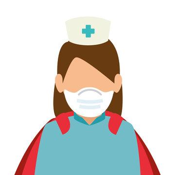 Super Nurse With Hero Cloak Isolated Icon Vector Illustration Design